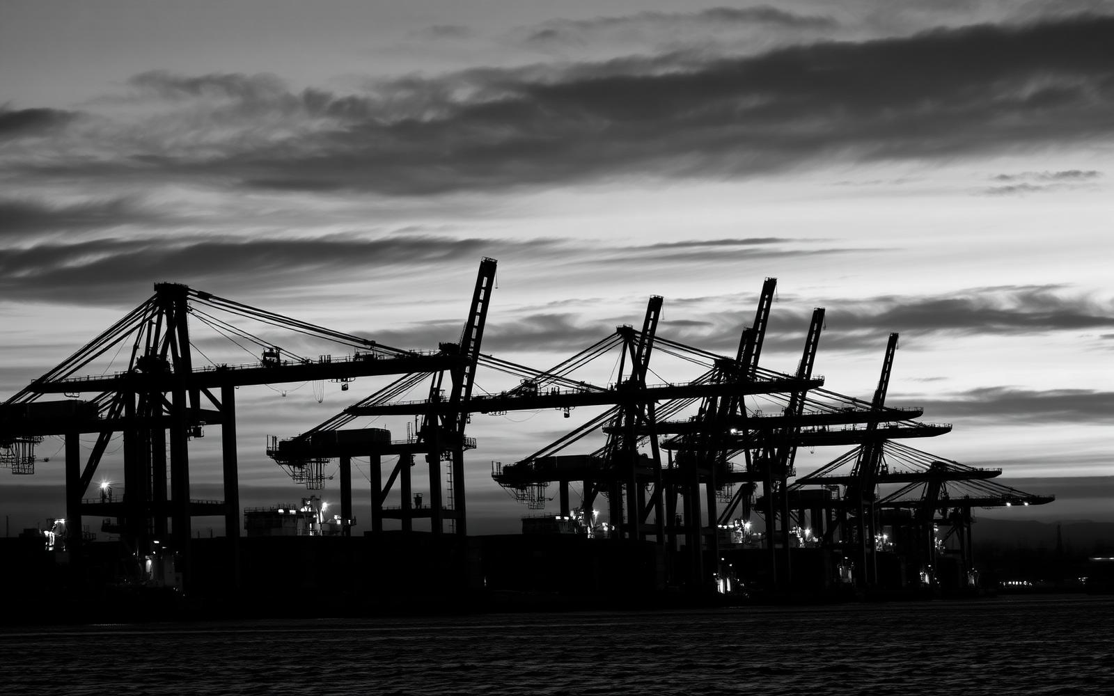 Port cranes at an industrial seaport